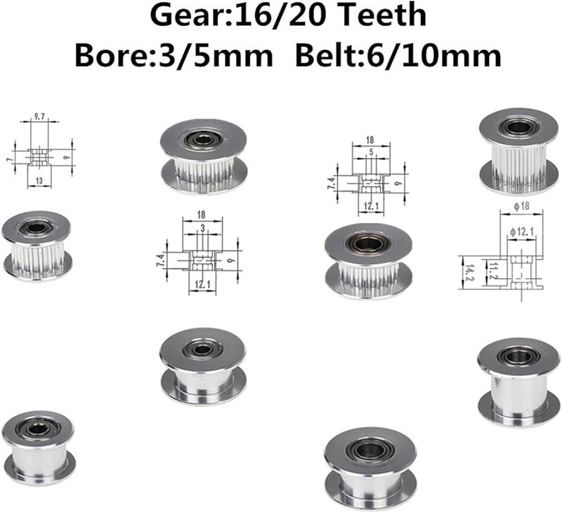 Lfang GT2 توقيت بكلي 20T 5x10 مع ملحقات طابعة ثلاثية الأبعاد ألومنيوم تجويف 5 مم - Image 2